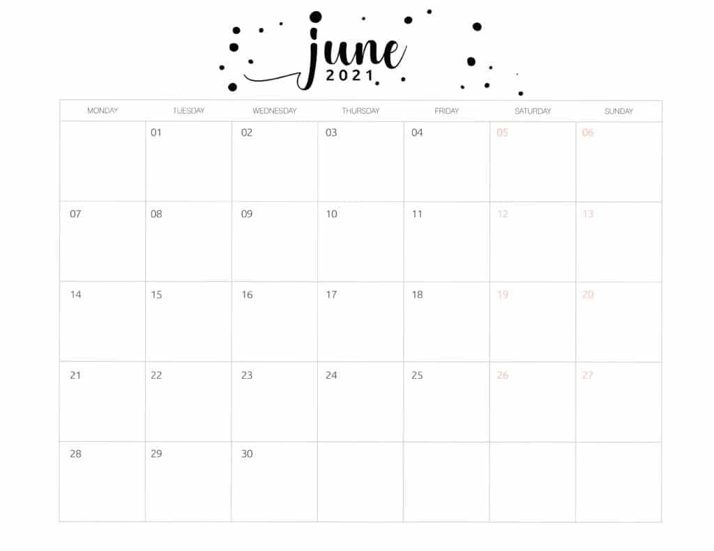 Calendariode Junio 2020 Con Puntos Negros. Fondo de pantalla