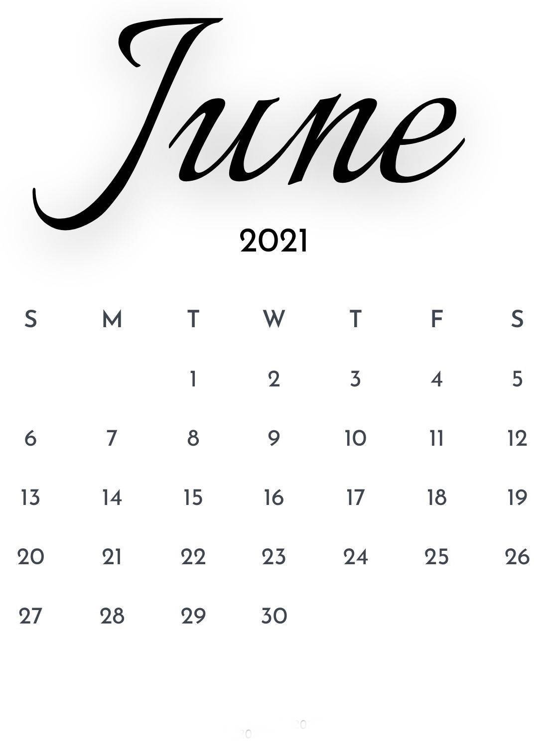 Simple June 2021 Calendar Wallpaper