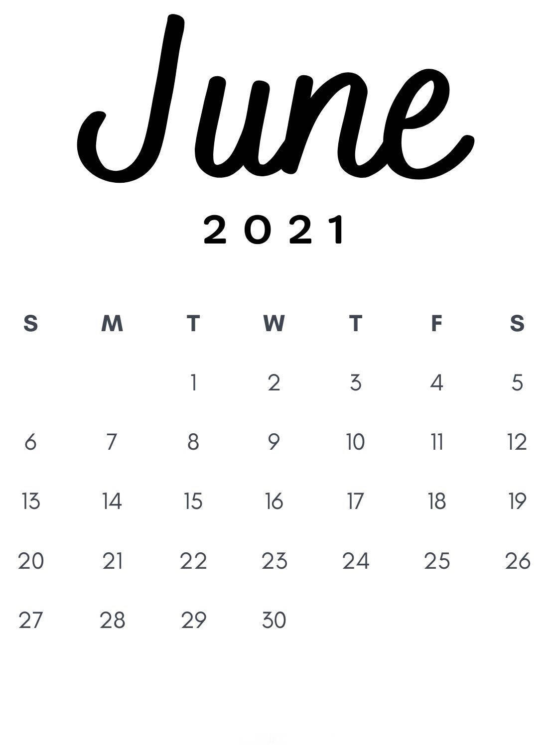 Simple June 2021 Calendar Picture