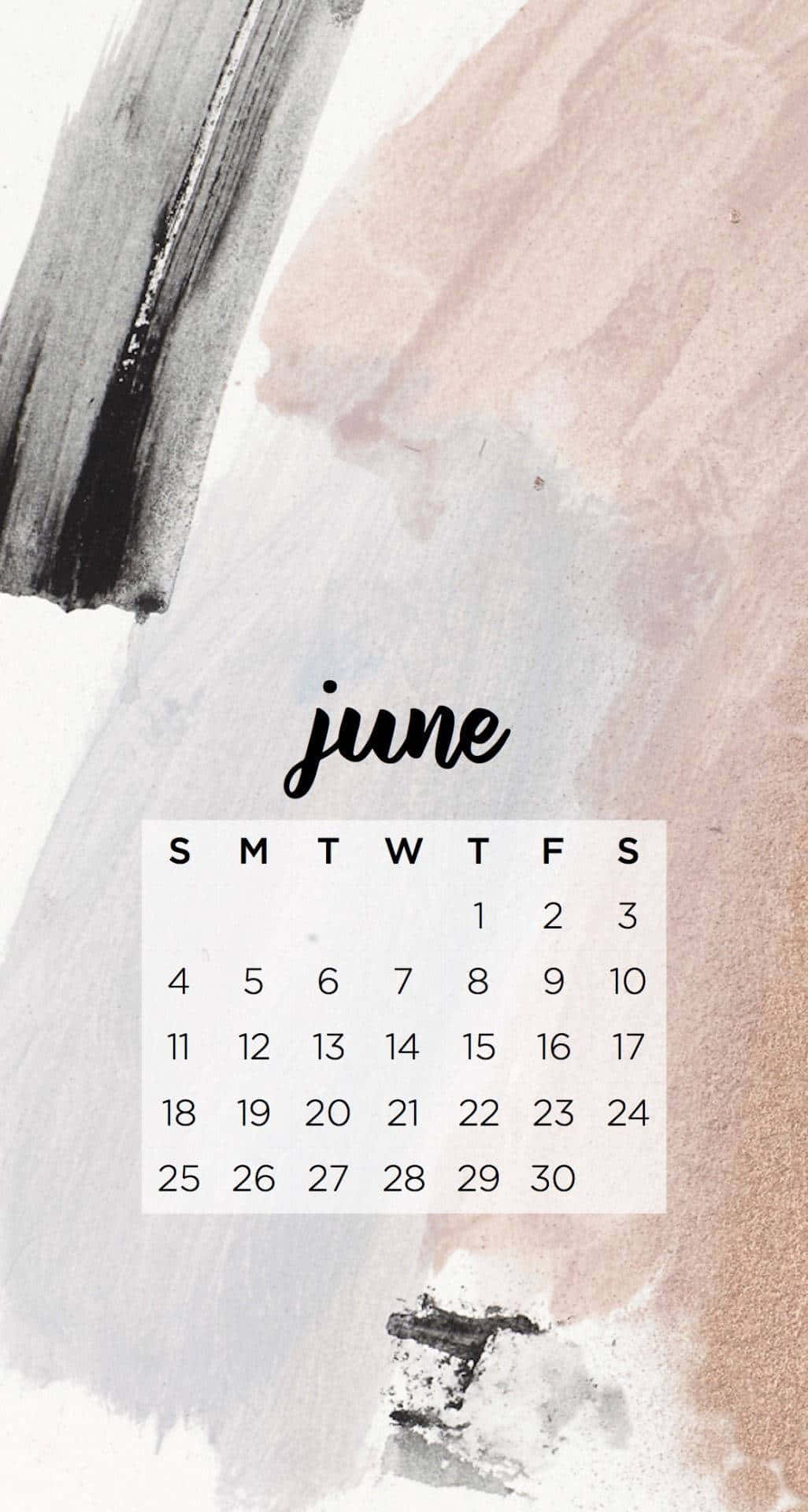 June Aesthetic Calendar Artwork Wallpaper