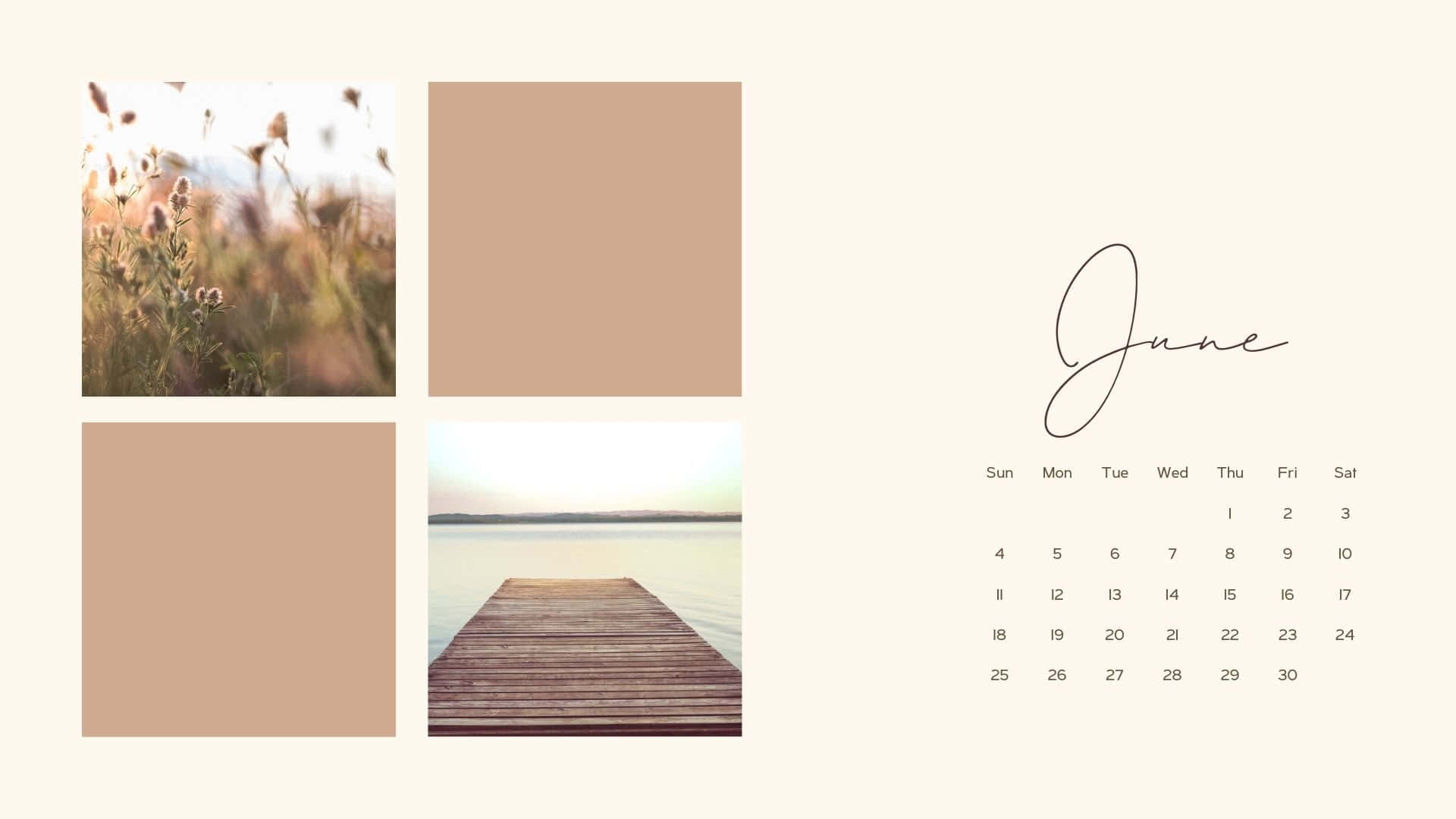 June Aesthetic Calendar Layout Wallpaper