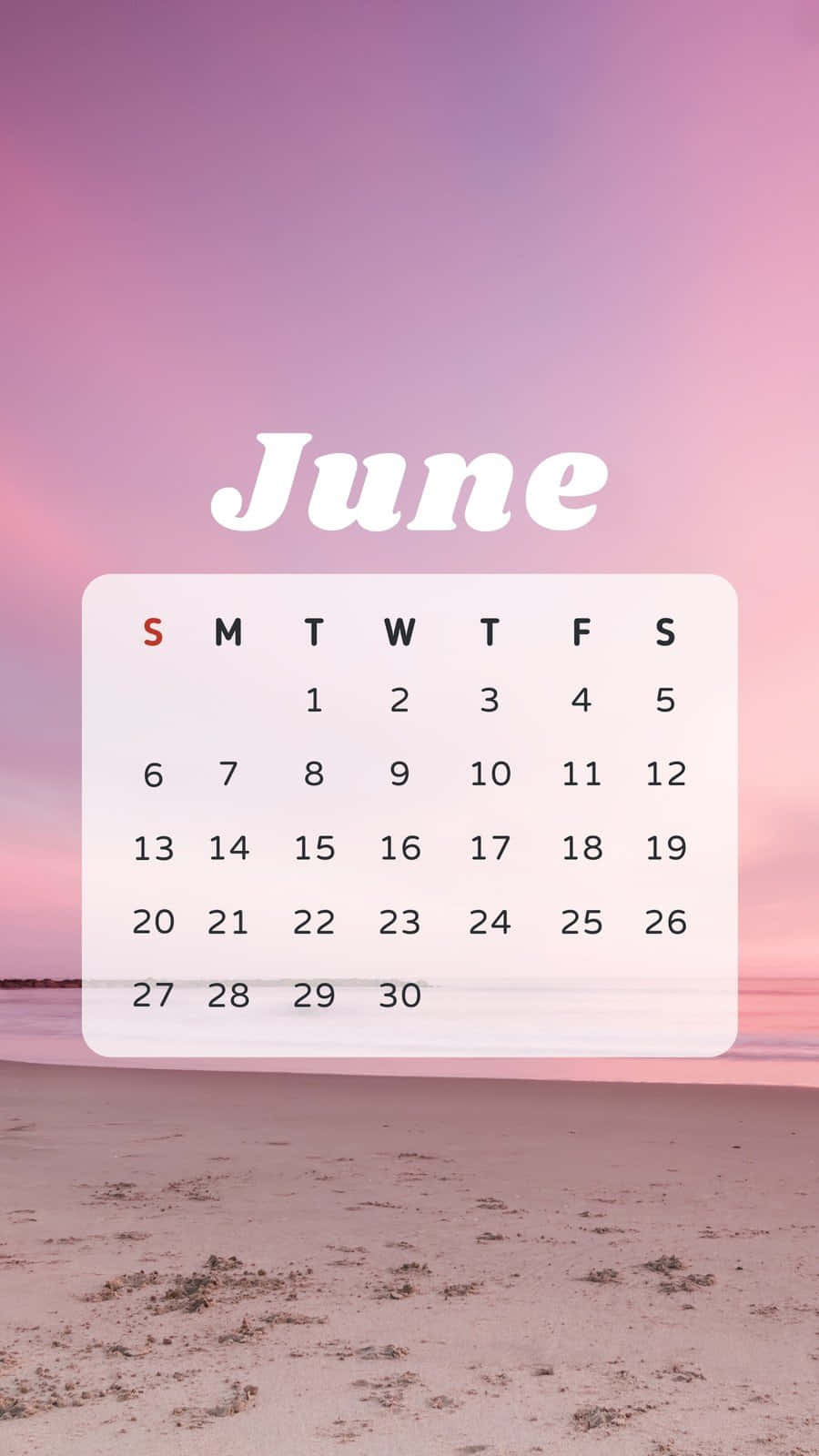June Calendar Aesthetic Beach Background Wallpaper