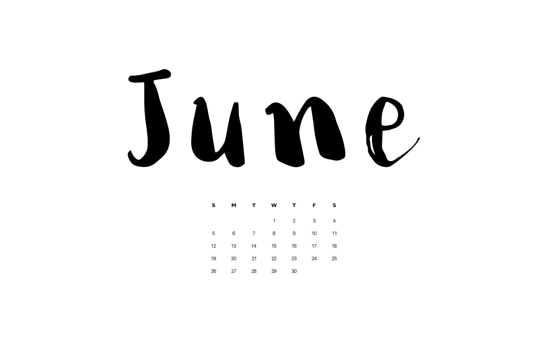 June Calendar Aesthetic Blackand White Wallpaper
