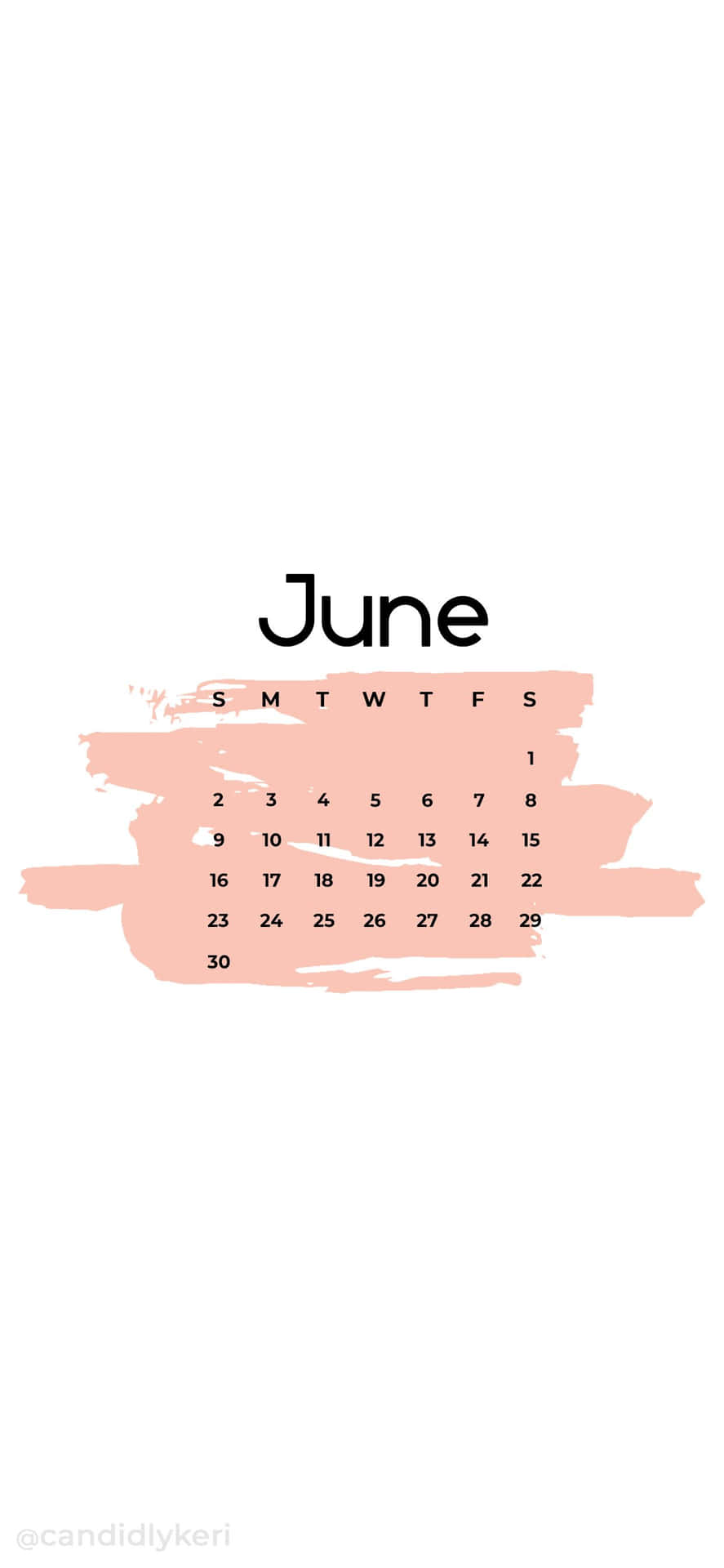 June Calendar Aesthetic Brushstroke Background Wallpaper