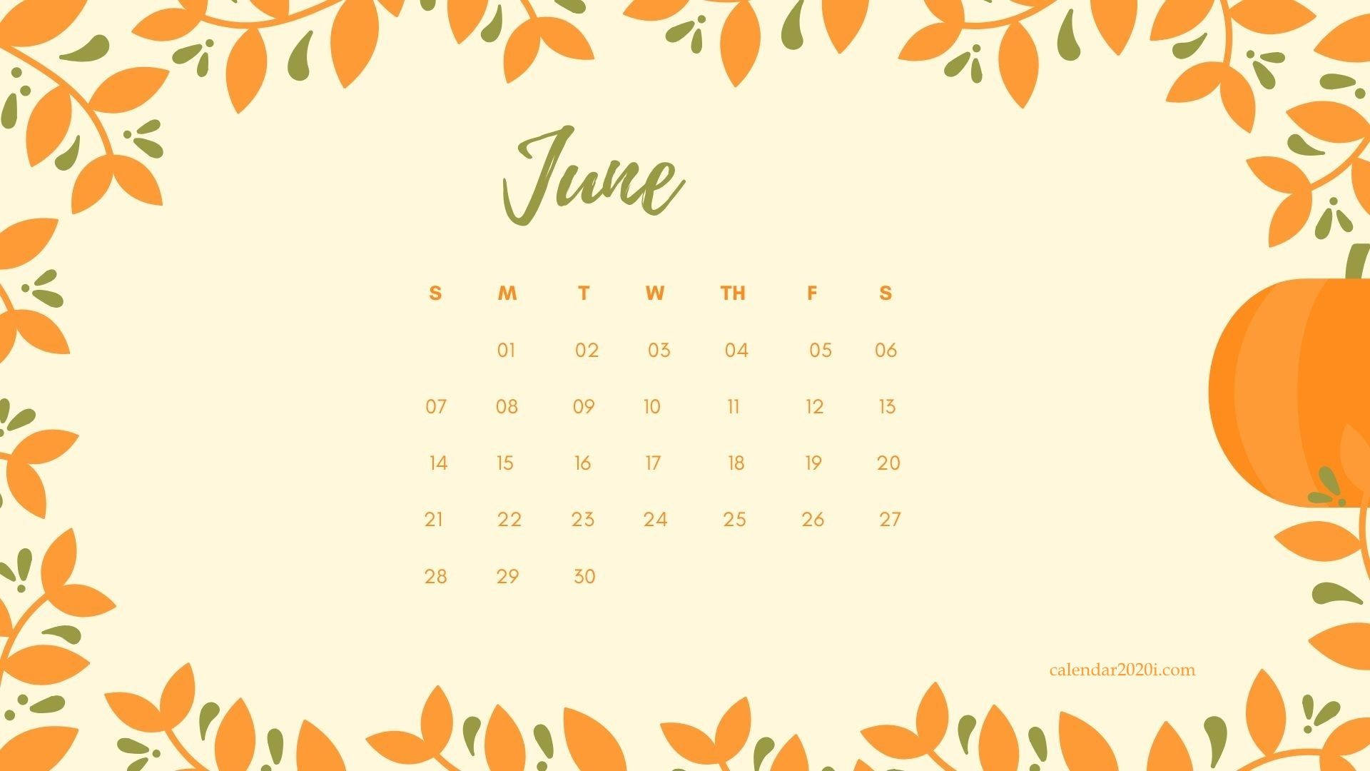 June Calendar In Orange