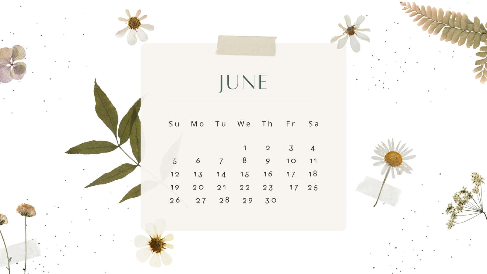 June Desktop Calendar Floral Design Wallpaper