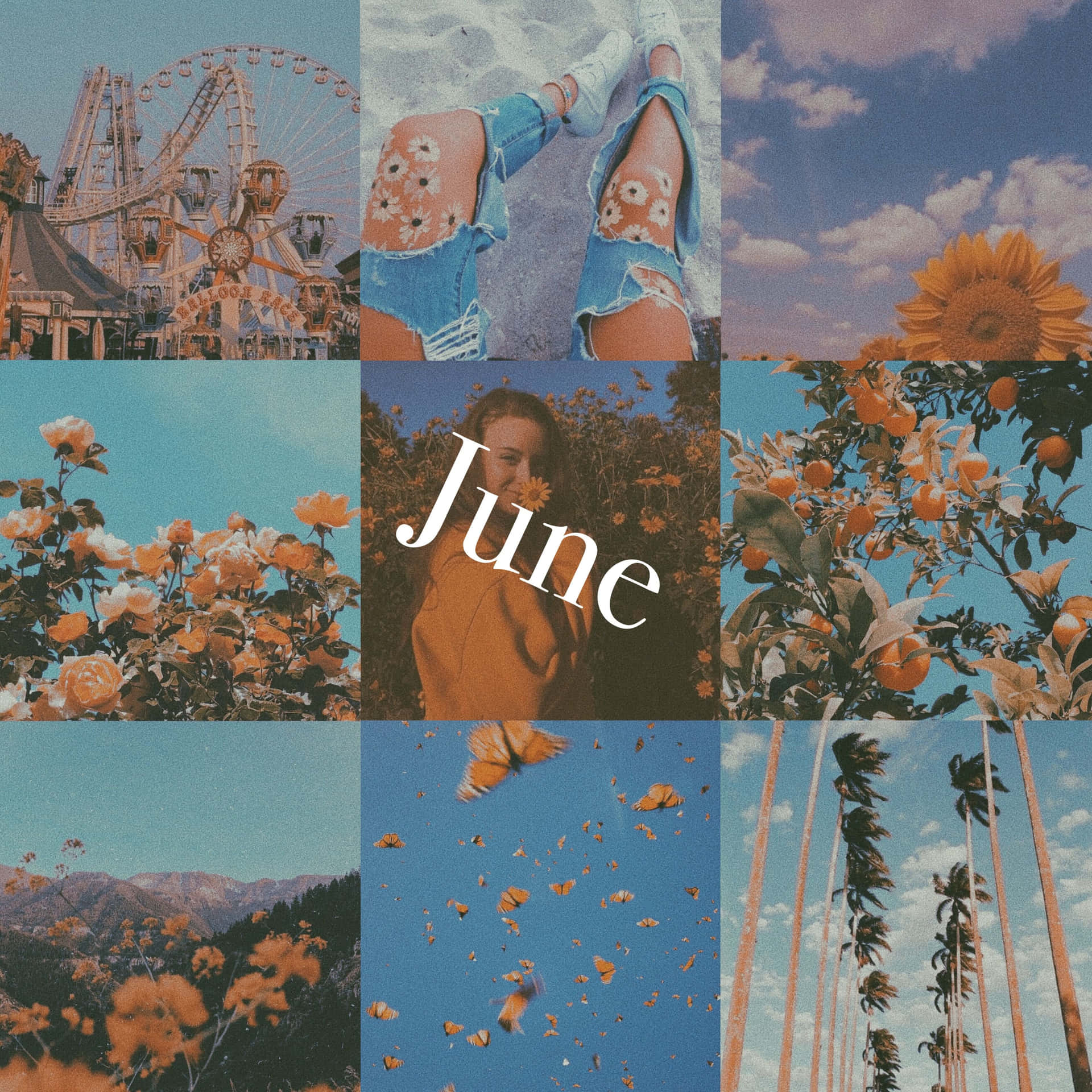 June Summer Collage Aesthetic Wallpaper