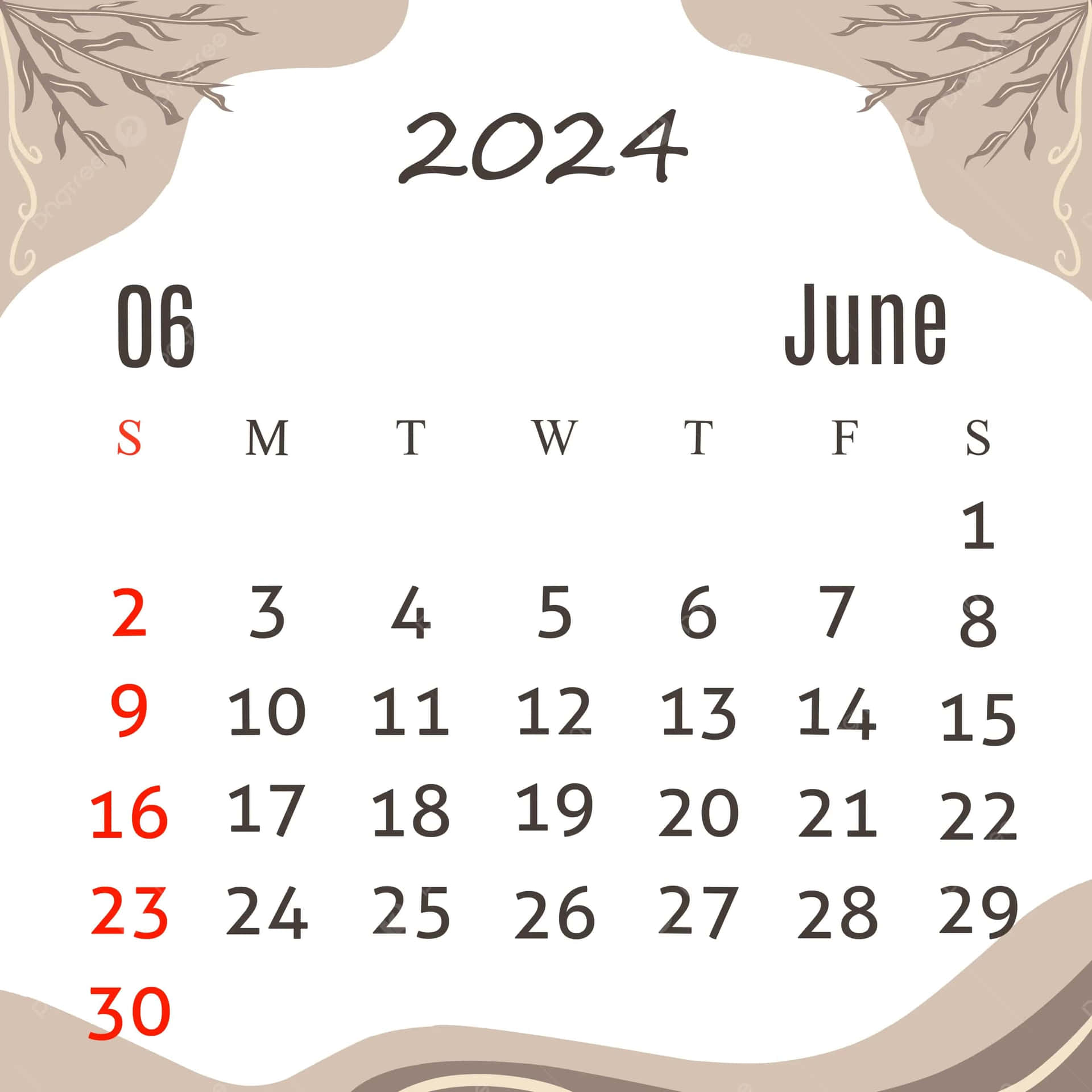 June2024 Calendar Aesthetic Design Wallpaper