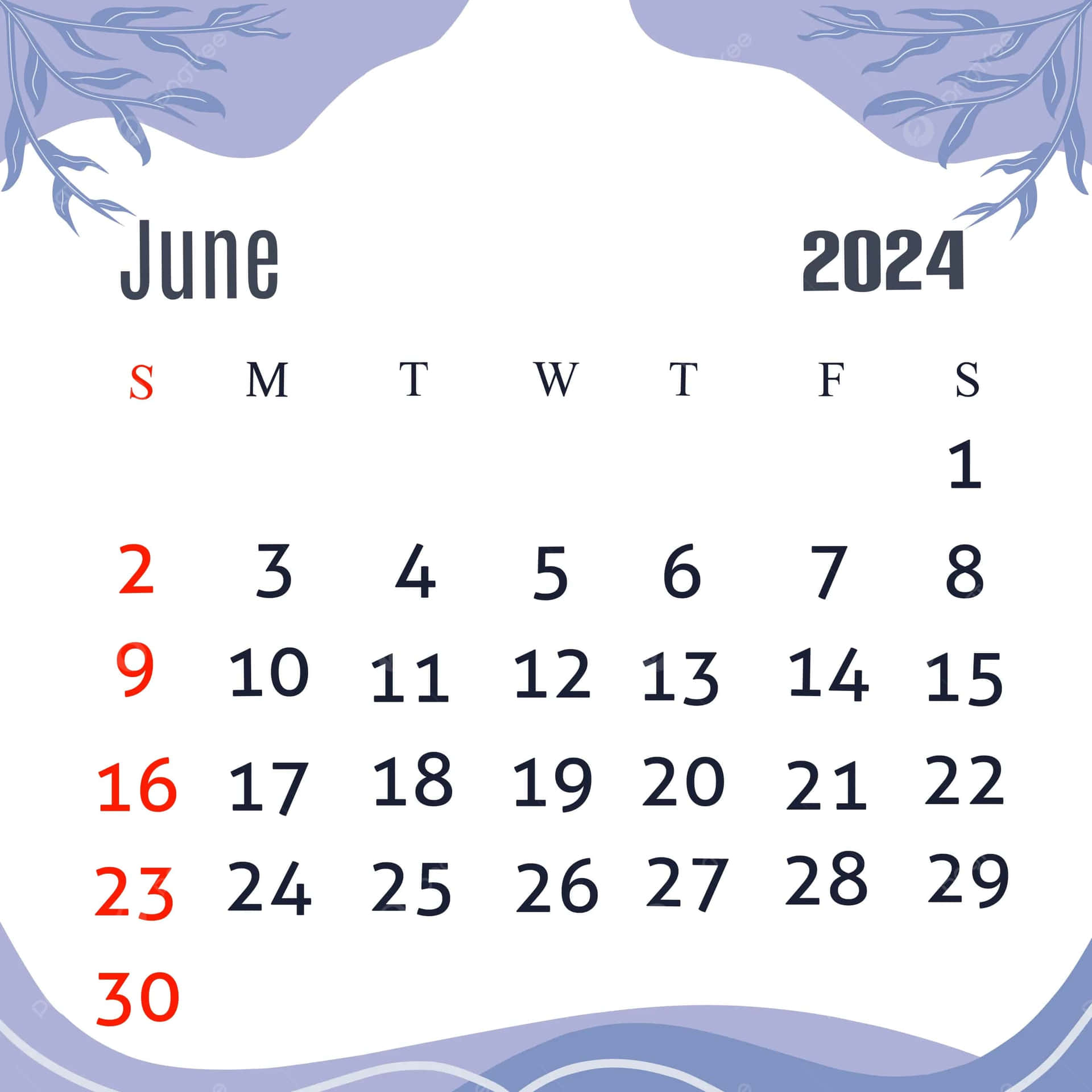 June2024 Calendar Aesthetic Floral Design Wallpaper