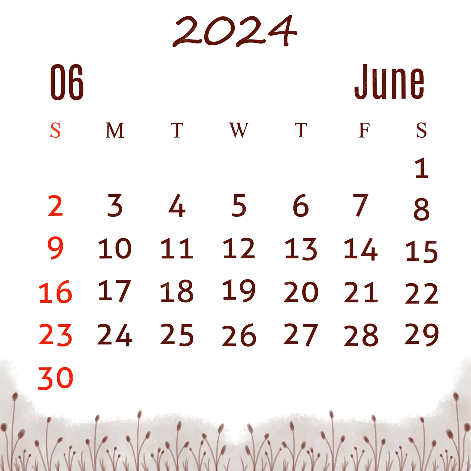 June2024 Calendar Floral Design Wallpaper