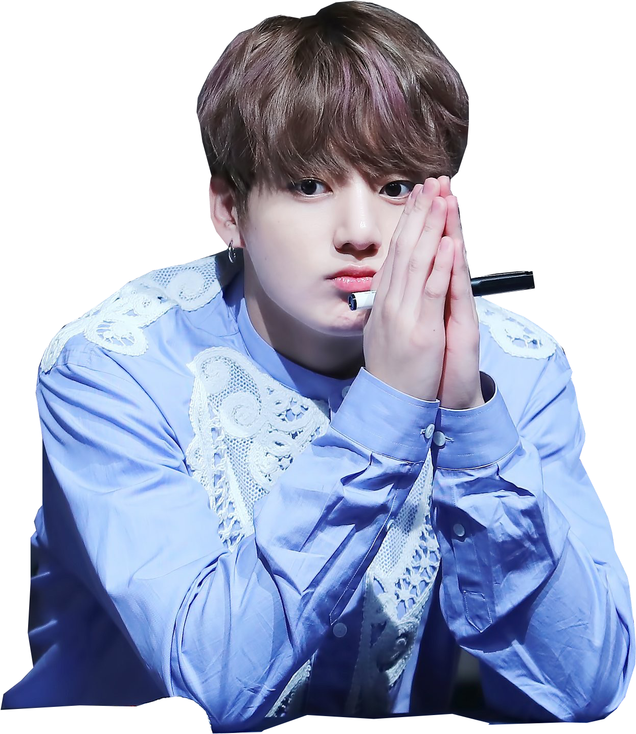 Jungkook Blue Blazer Hand Gesture PNG