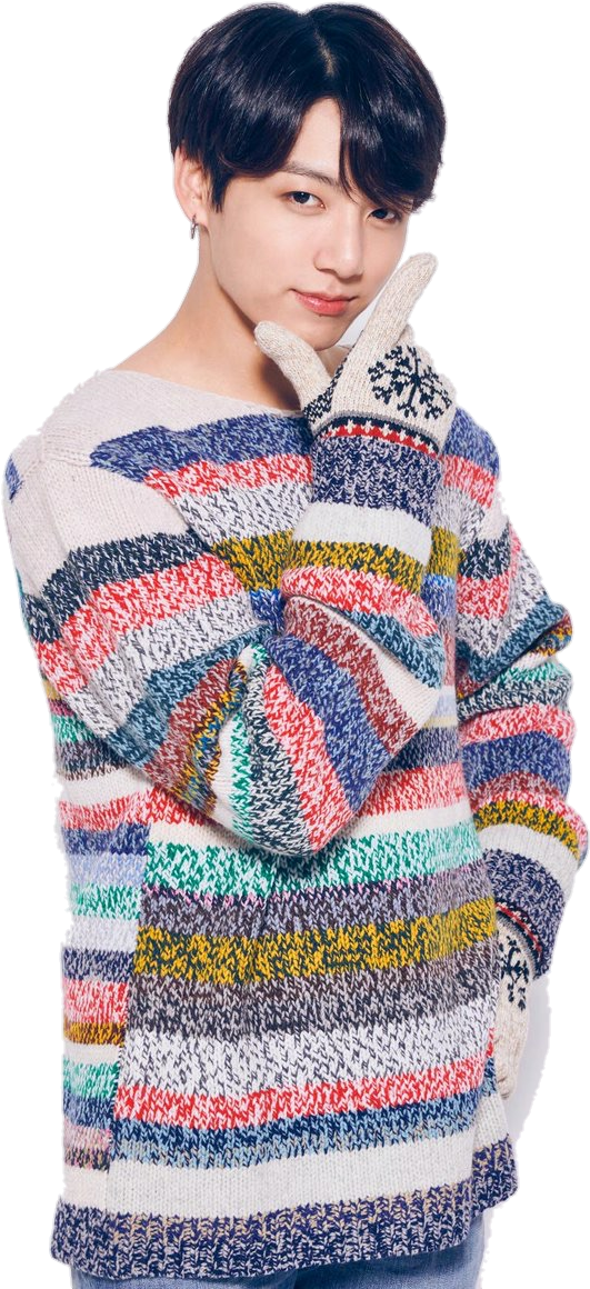 Jungkook Colorful Sweater Pose PNG