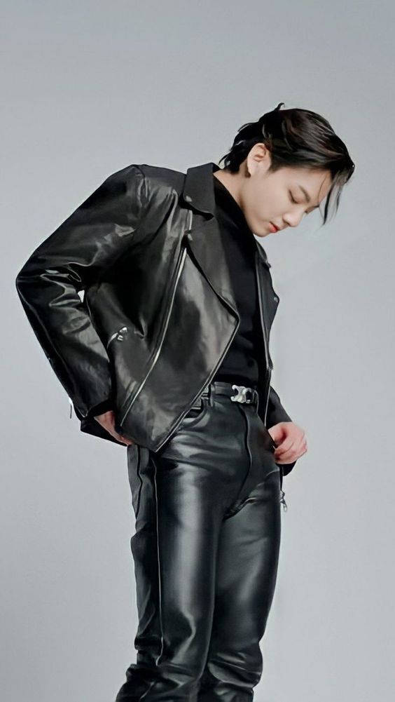 Jungkook In Leather Jacket Wallpaper