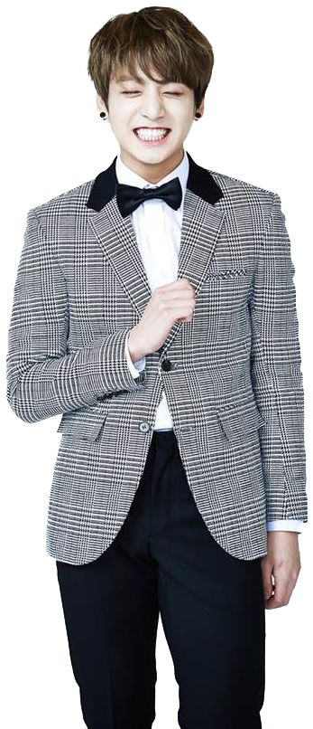 Jungkook Smilingin Checkered Suit PNG