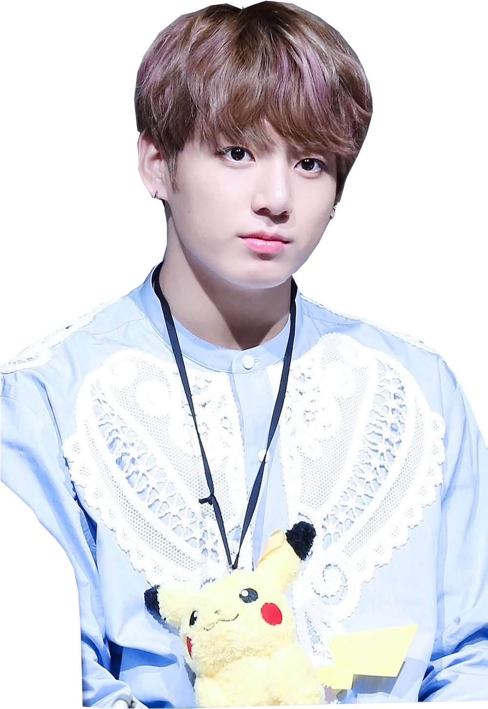 Jungkook With Pikachu Plush PNG