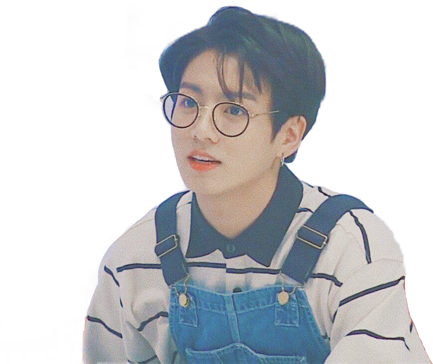 Jungkookin Glassesand Denim Overalls PNG