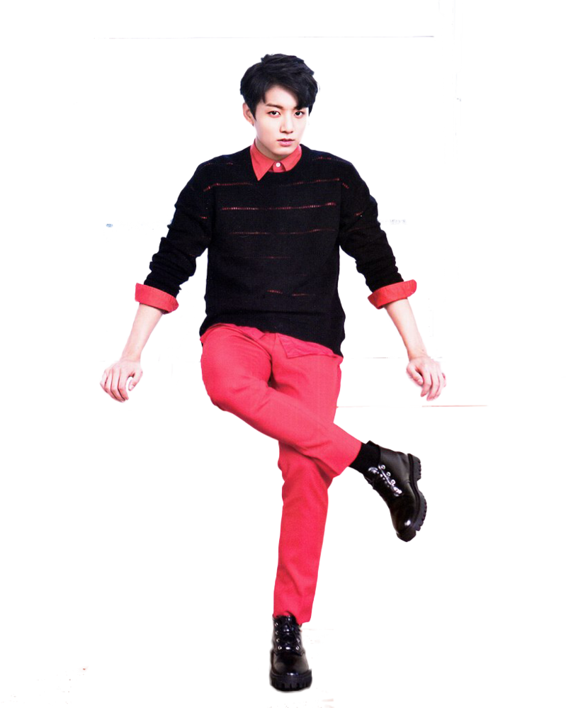 Jungkookin Redand Black Outfit PNG