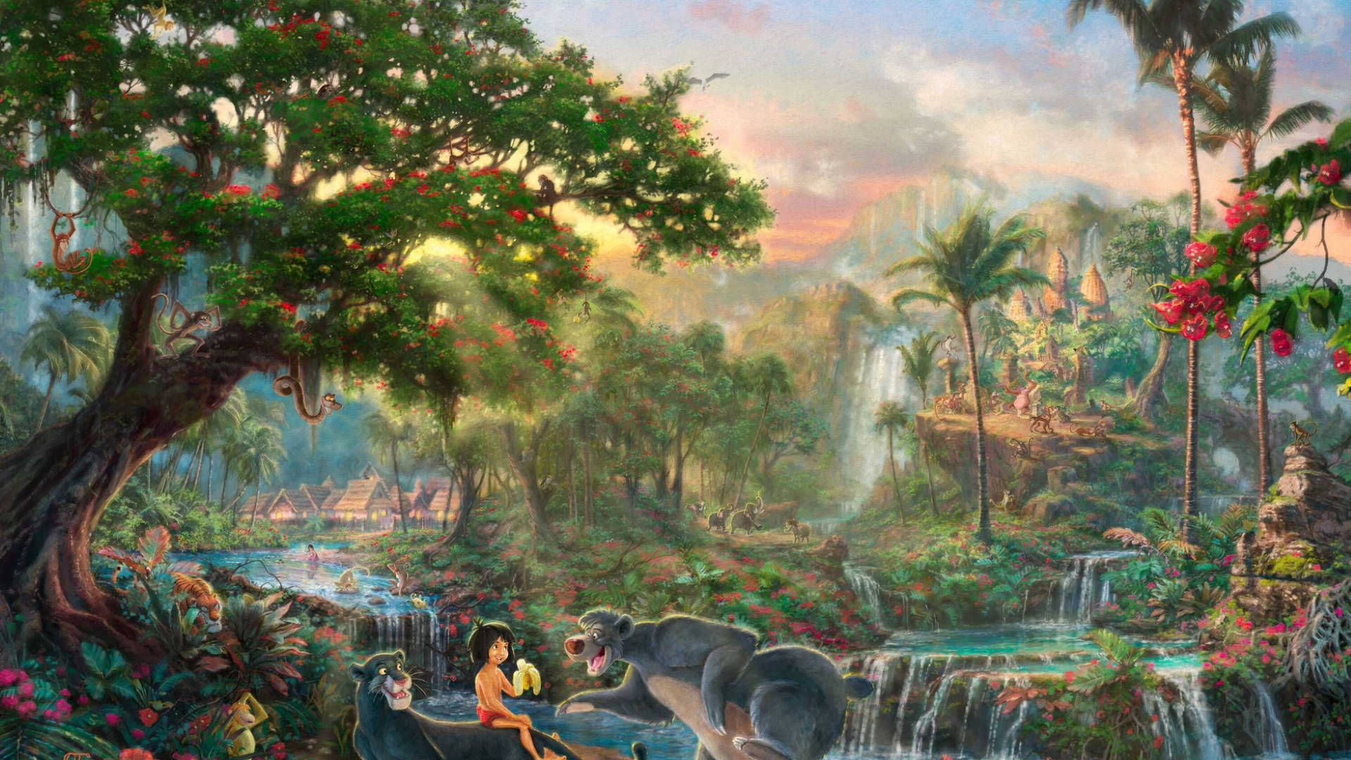 Jungle Bog Mowgli og venner tapet Wallpaper