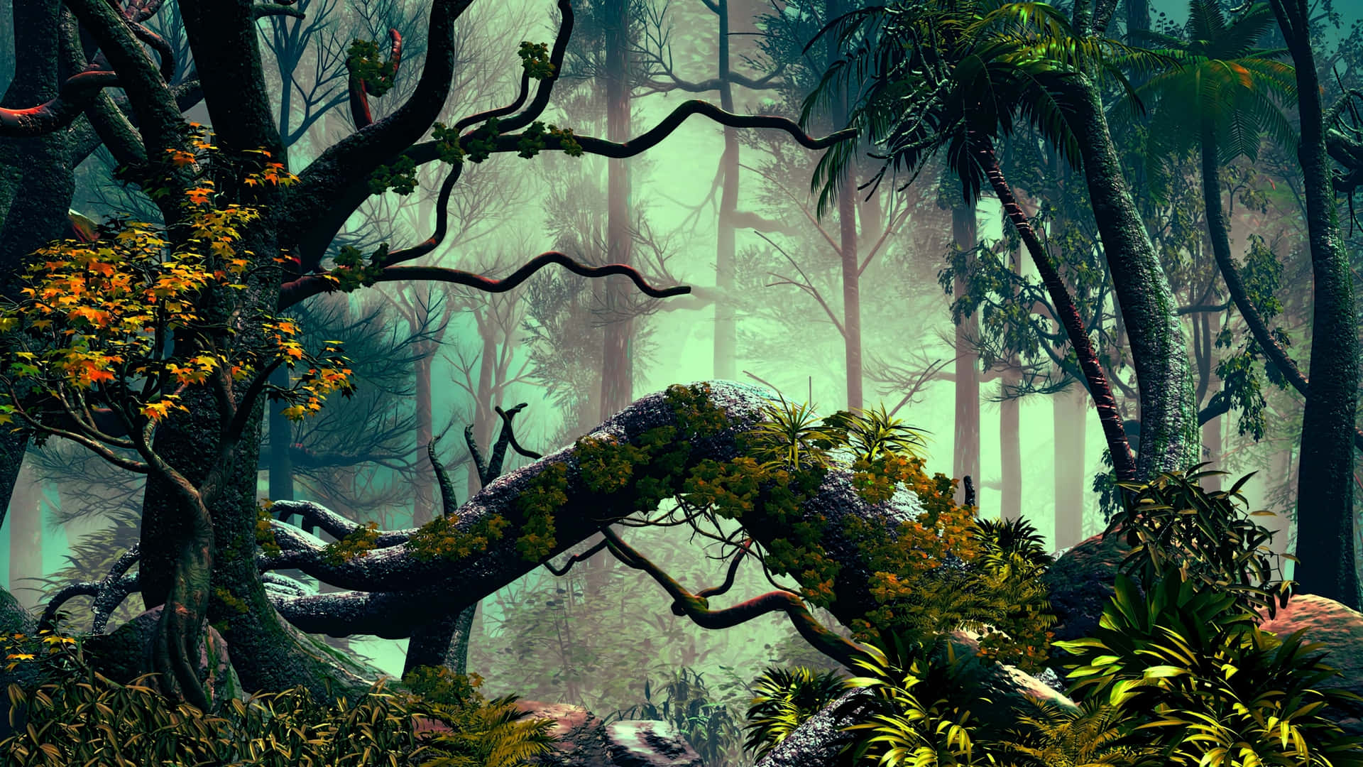 Digitalesbild Vom Dschungel Für Den Desktop Wallpaper