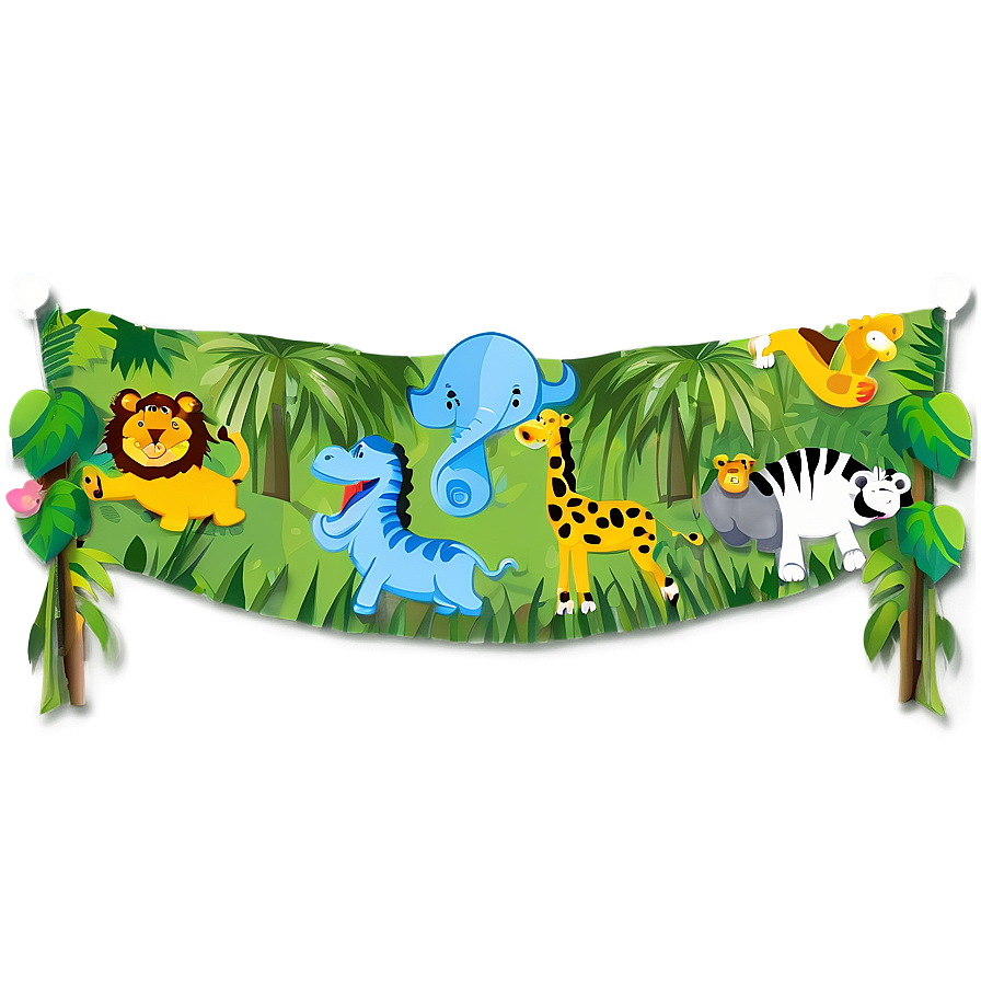 Jungle Safari Birthday Banner Png 06122024 PNG