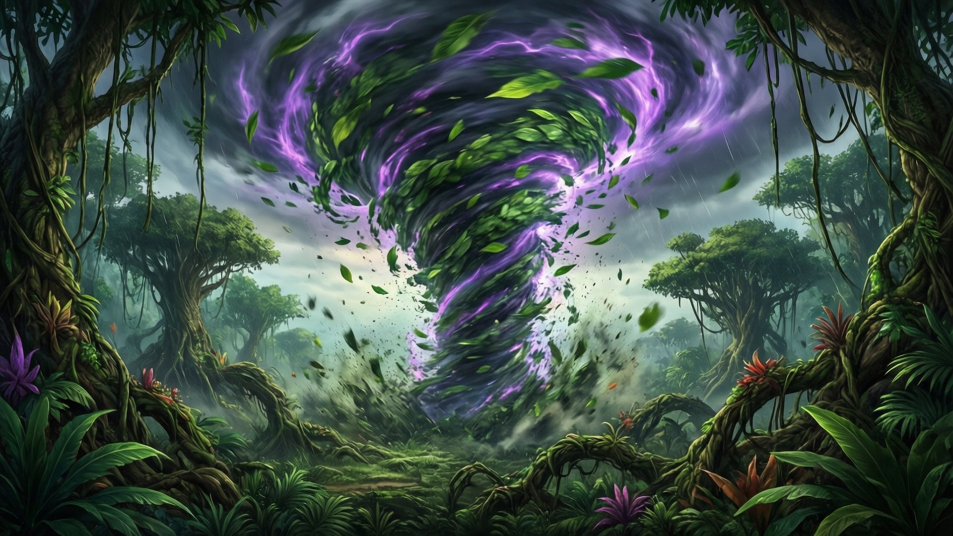 Wither Storm ravages a lush jungle biome