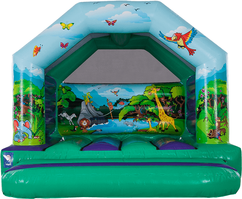 Jungle Themed Inflatable Bounce House PNG