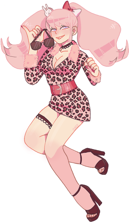 Junko Enoshima Pink Leopard Print Outfit PNG