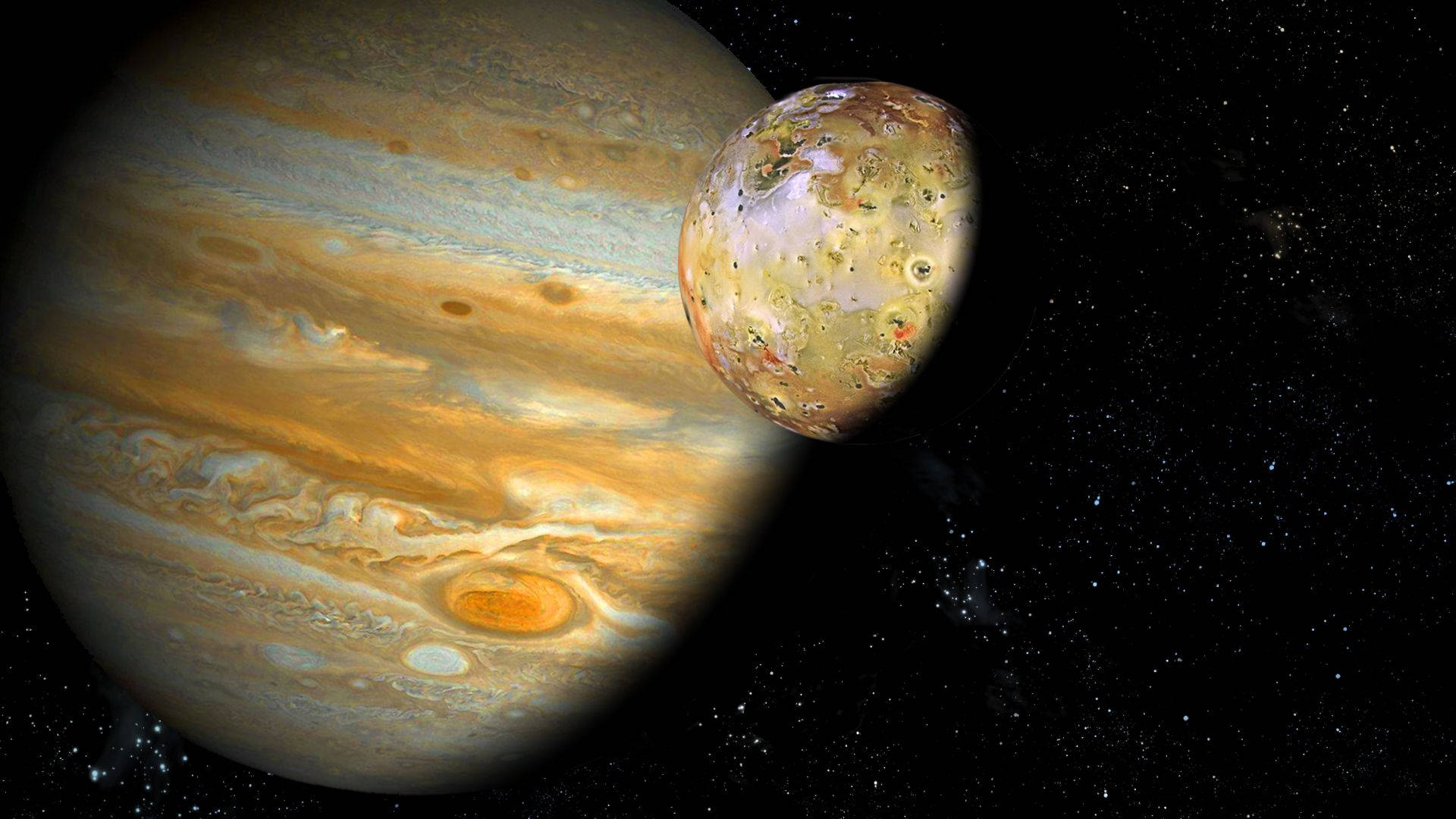 Jupiter And It's Moon Io Wallpaper