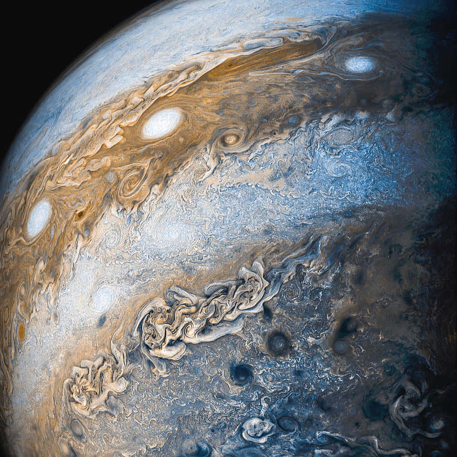 Etpanoramabillede Af Planeten Jupiter Under Solnedgang.