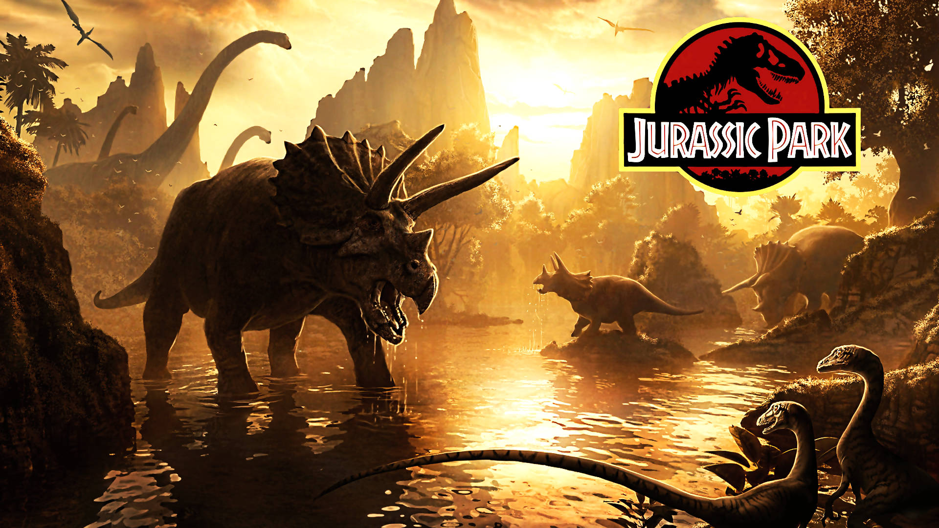 Jurassic Park Sunset Art Wallpaper