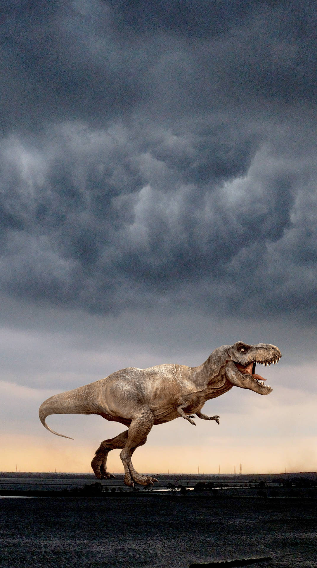Jurassicworld T-rex Mörk Himmel Wallpaper