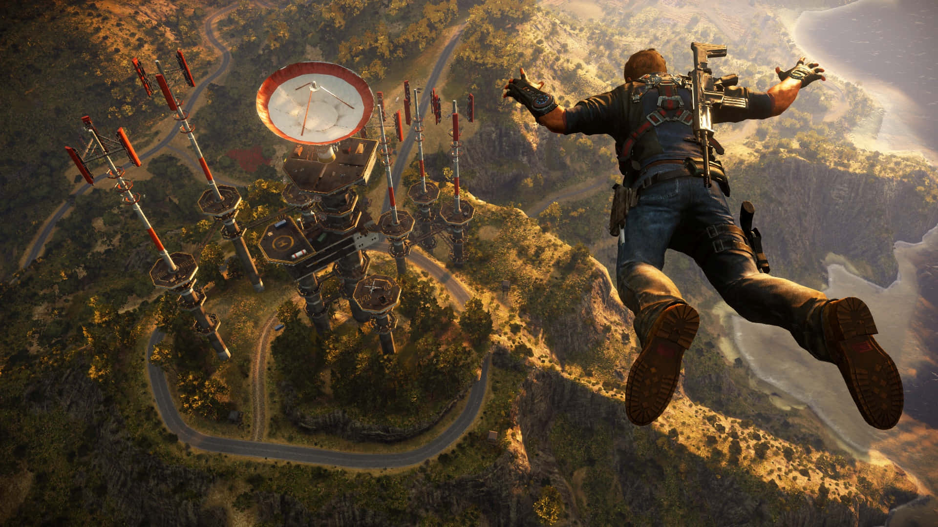 Just Cause 1 Skydiving Above Mountain City Wallpaper