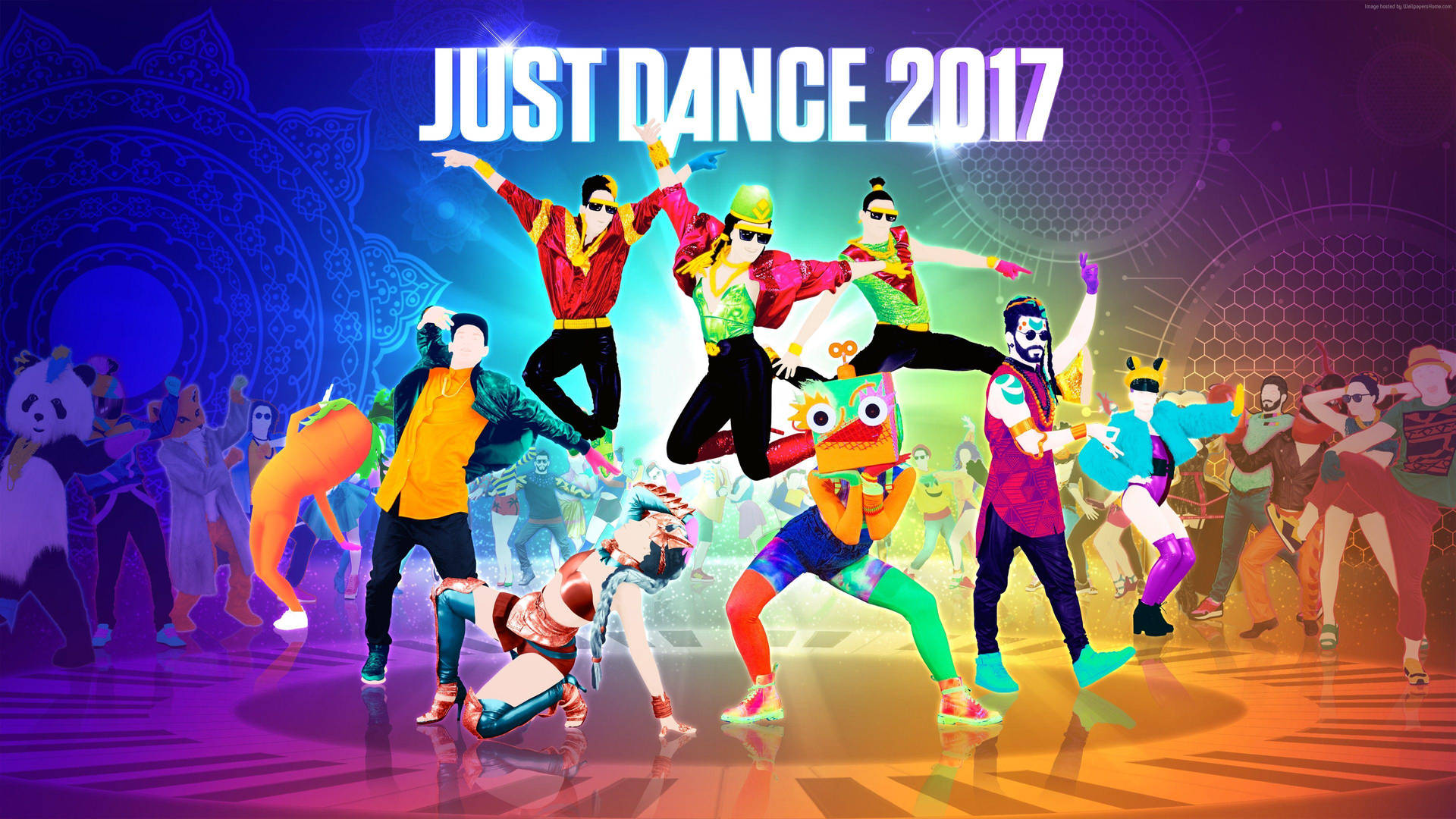 Bailarinesde Just Dance 2017 En El Suelo De Piano. Fondo de pantalla