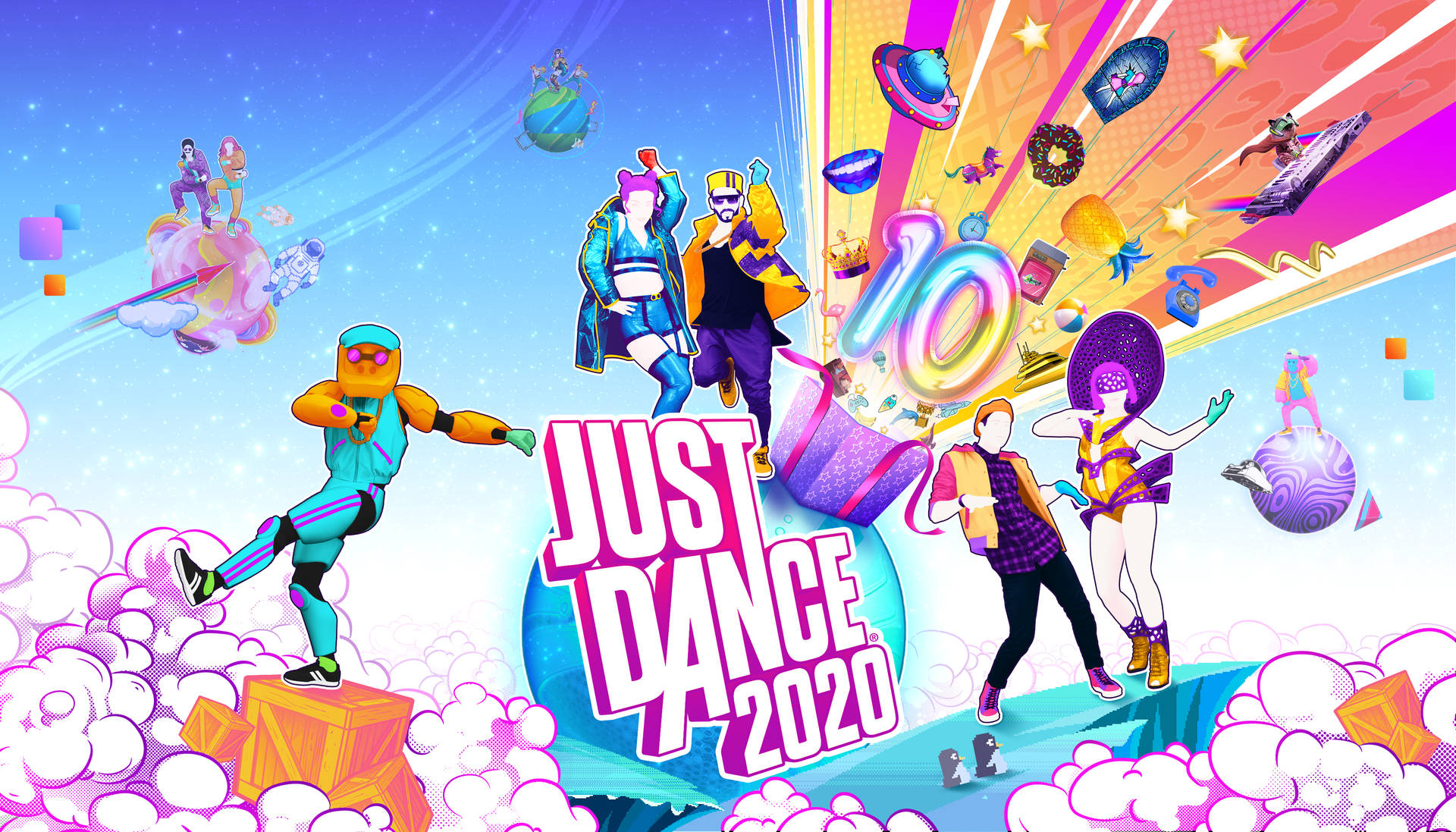 Dans Just Dance 2020 plakat Tapet: Dans i stil og rytmisk grafisk tapet. Wallpaper
