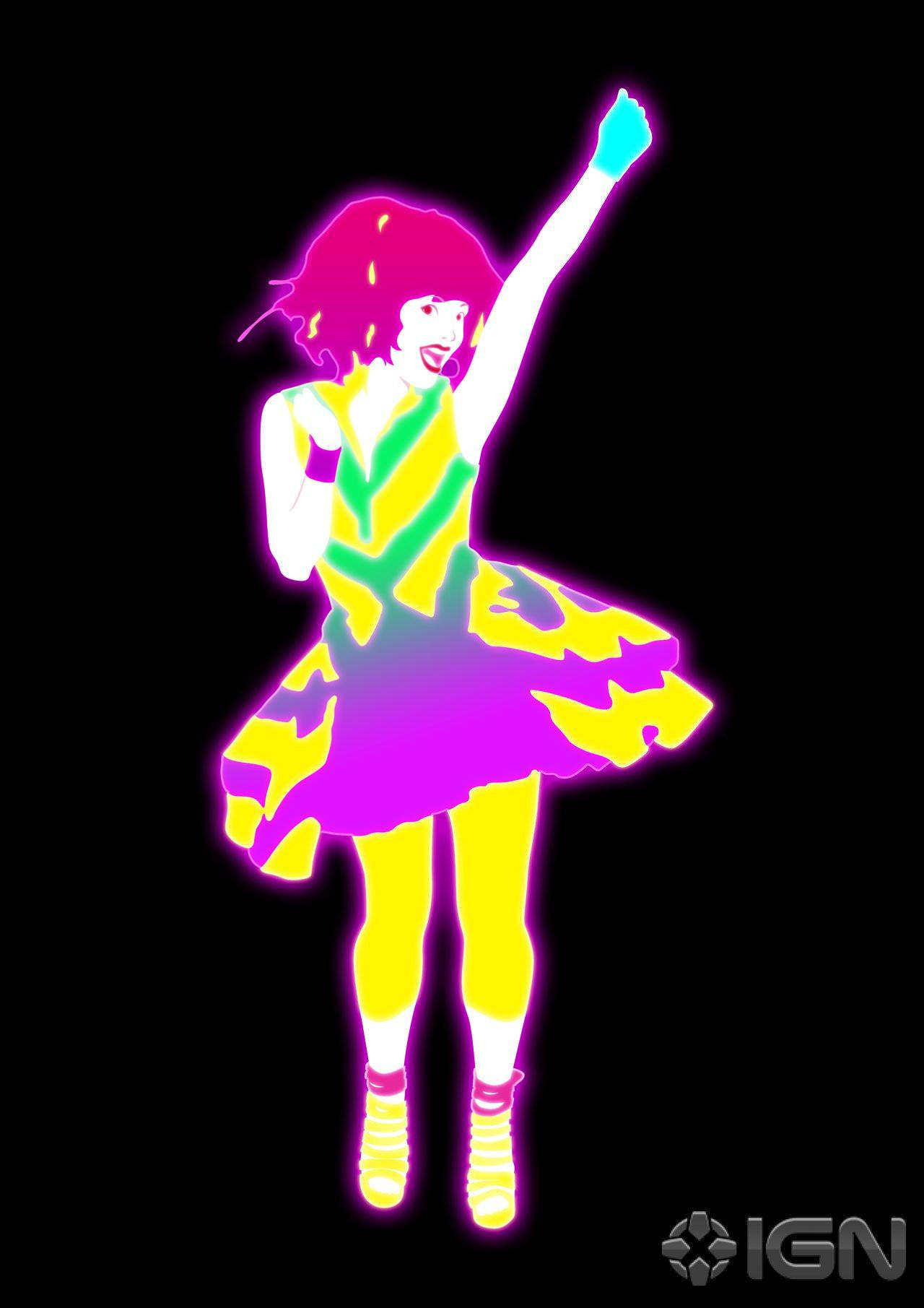 Just Dance Dancer In Colorful Dress Wallpaper