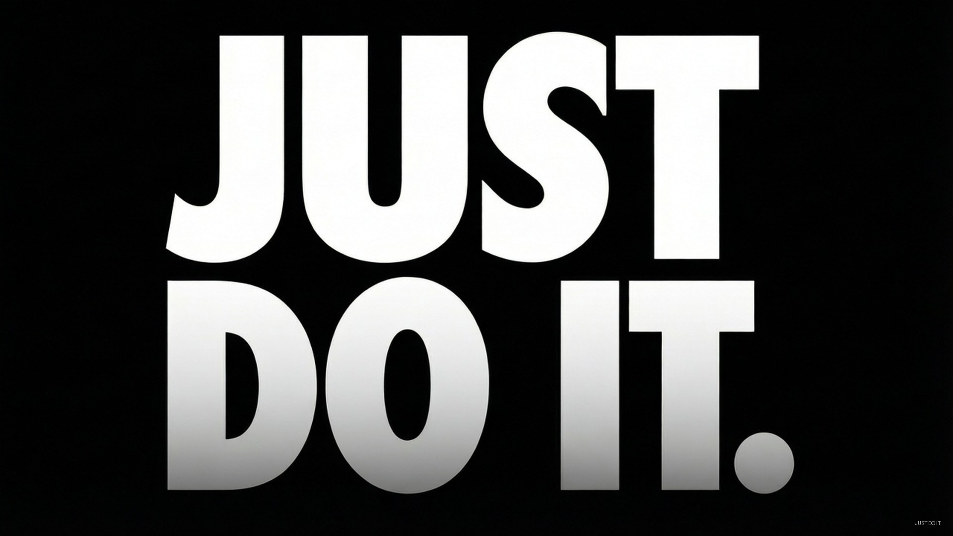 Just Do It Gras Fonds d'écran — Papier peint typographique avec 'JUST DO IT' en gras blanc sur noir.