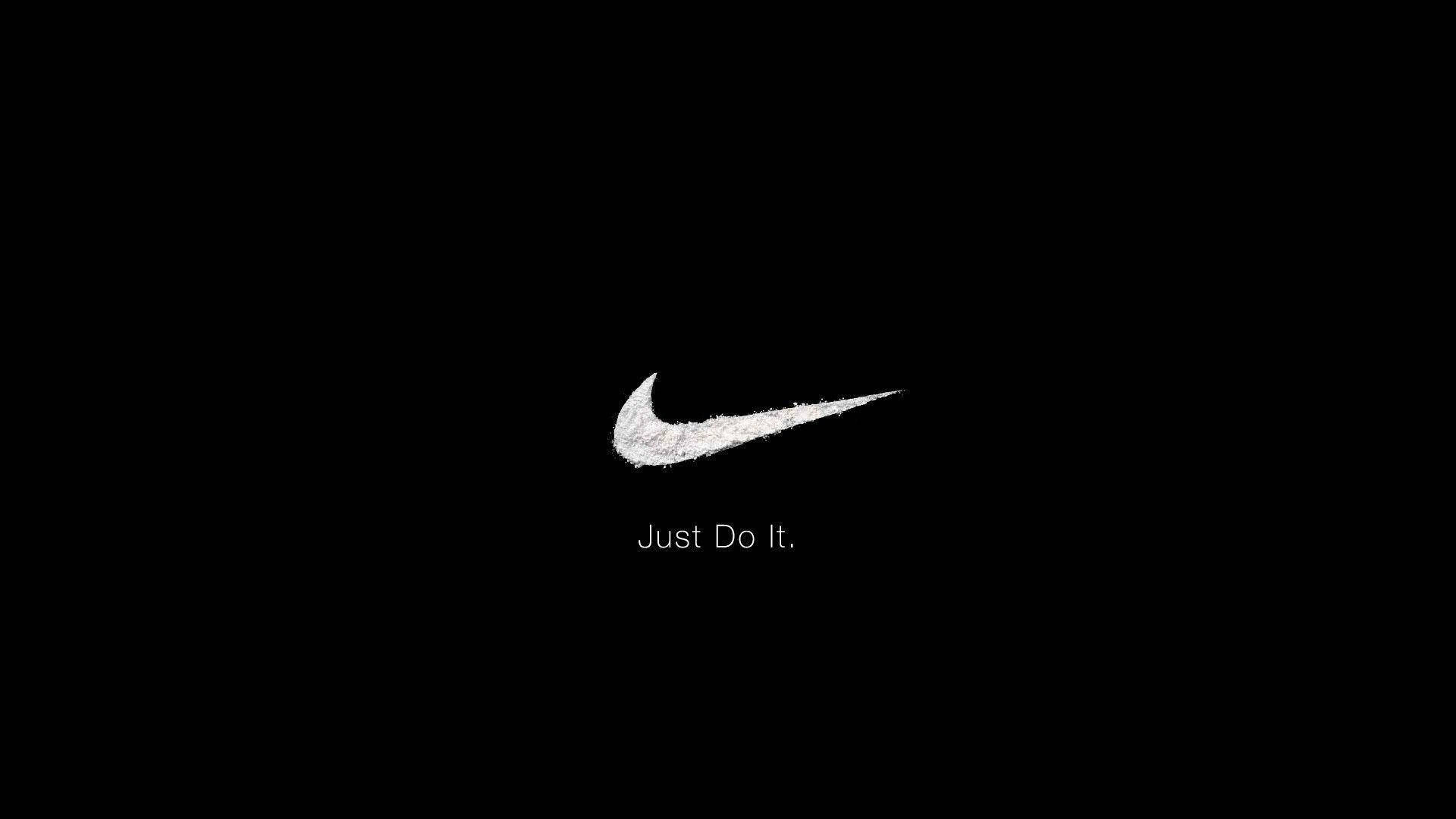 Just Do It Nike Logo In Solid Black Wallpaper