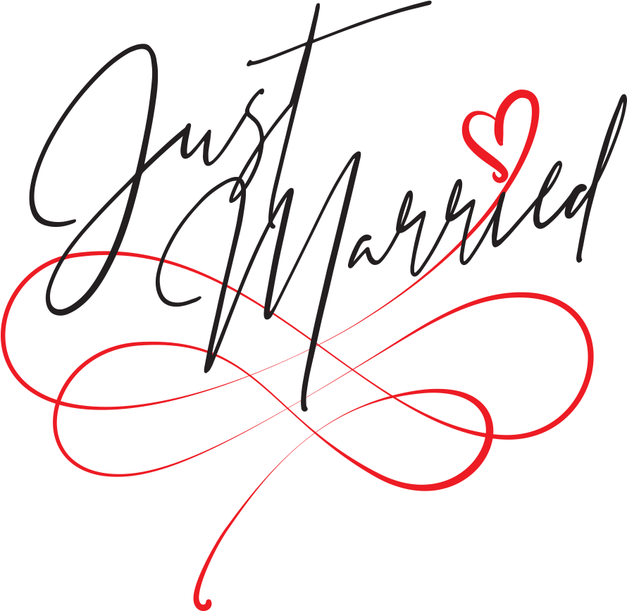 Just Married Calligraphy Heart Swirl PNG