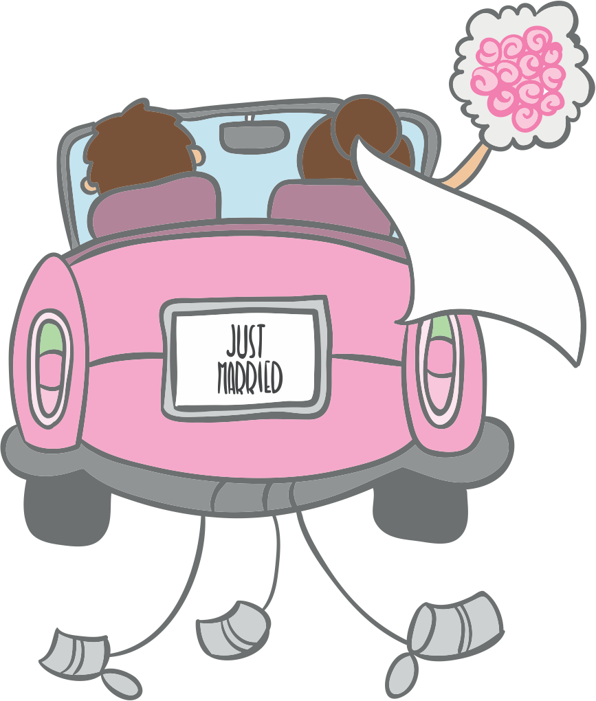 Just Married Car Celebration PNG