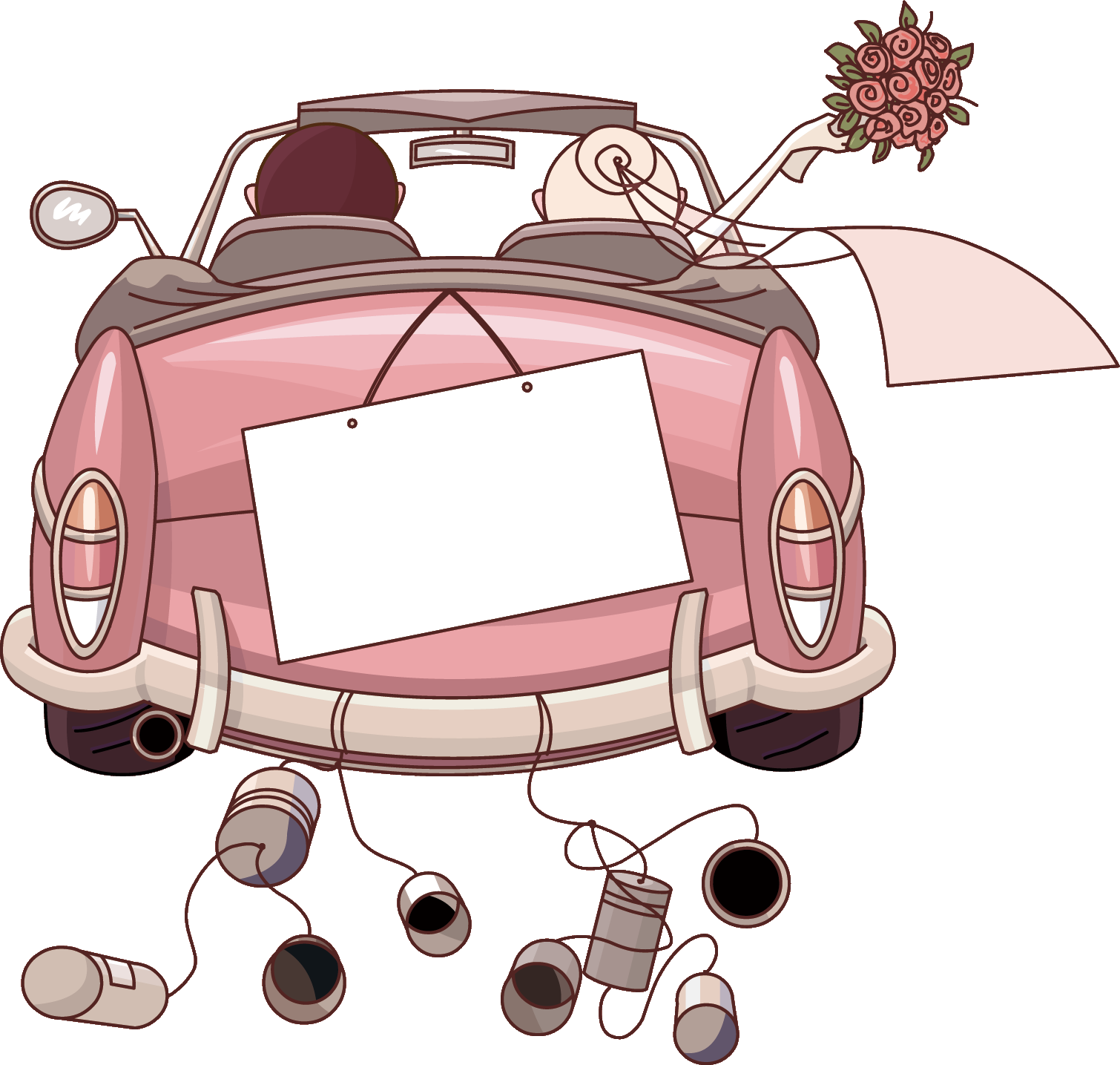 Download Just Married Car Illustration | Wallpapers.com