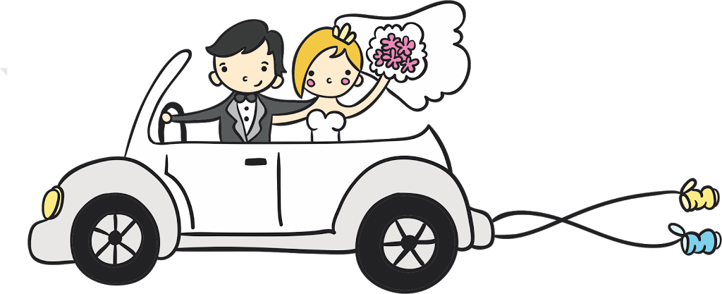 Just Married Couple Car Celebration PNG