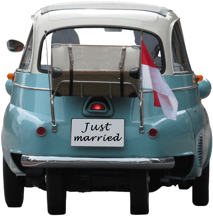 Download Just Married Vintage Car | Wallpapers.com