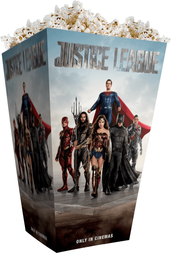 Justice League Popcorn Box Cinema Promotion PNG