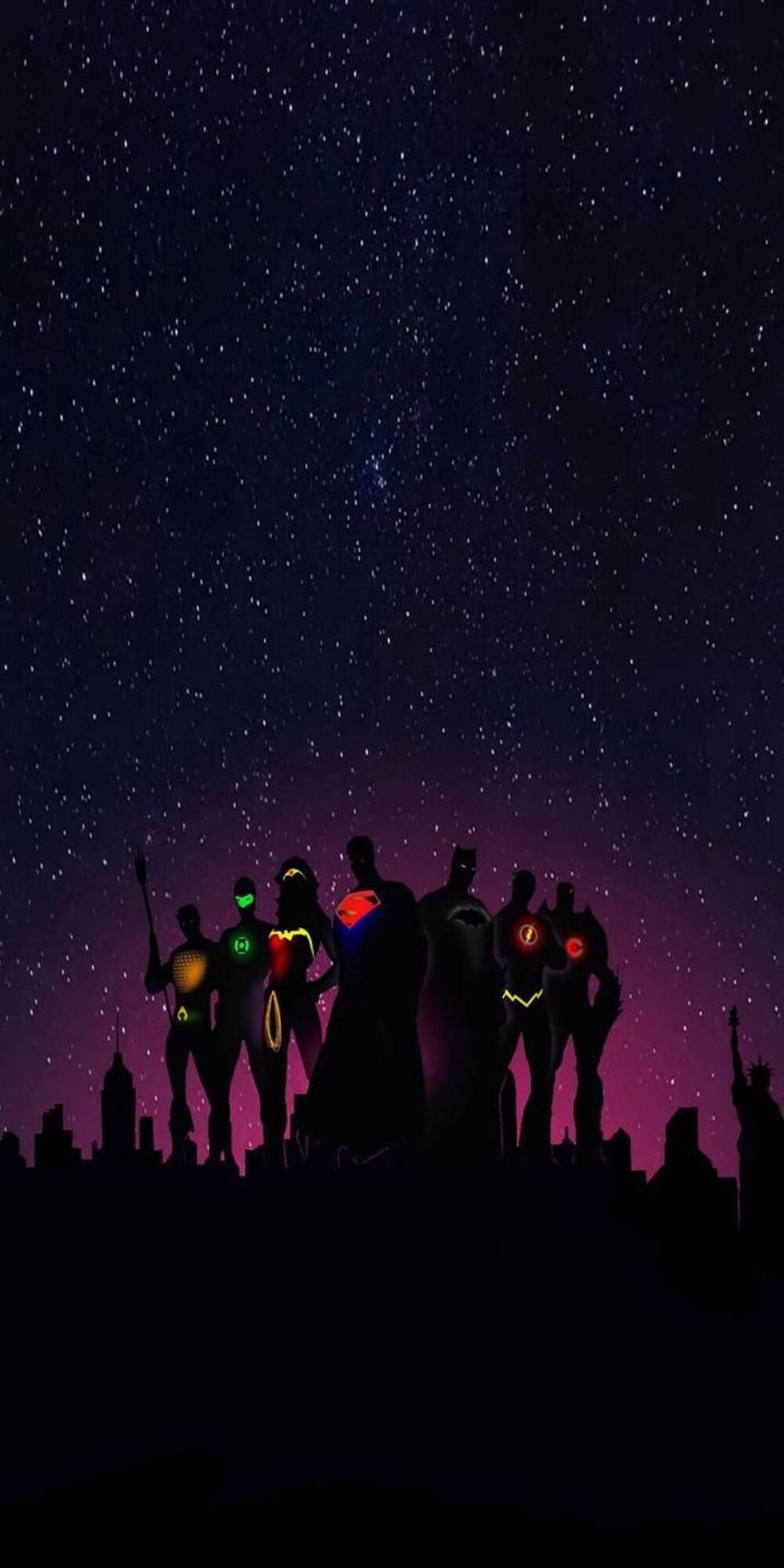 Justice League Silhouette Art Phone Wallpaper