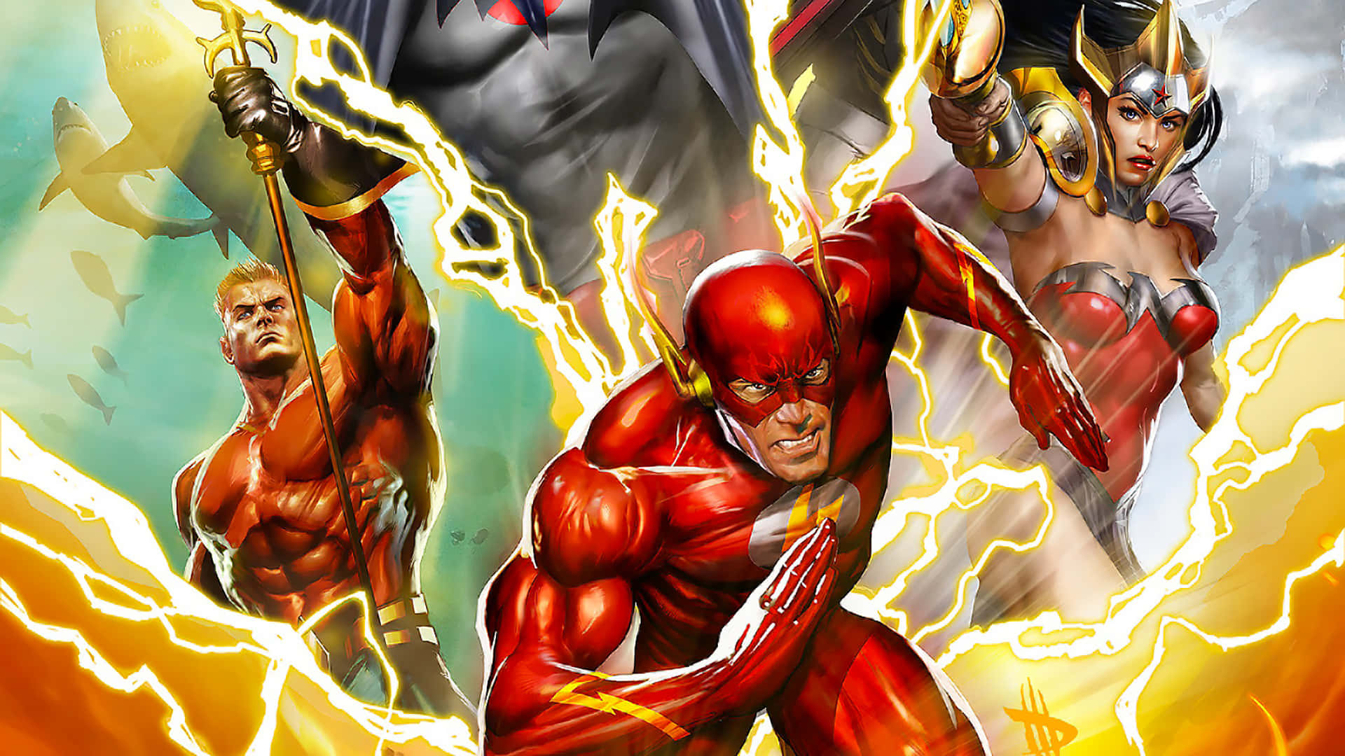 The Flash's Race Against Time in Justice League: The Flashpoint Paradox Wallpaper