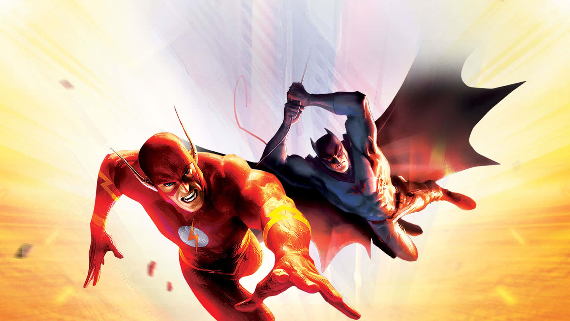 The Flash racing through time in Justice League: The Flashpoint Paradox Wallpaper