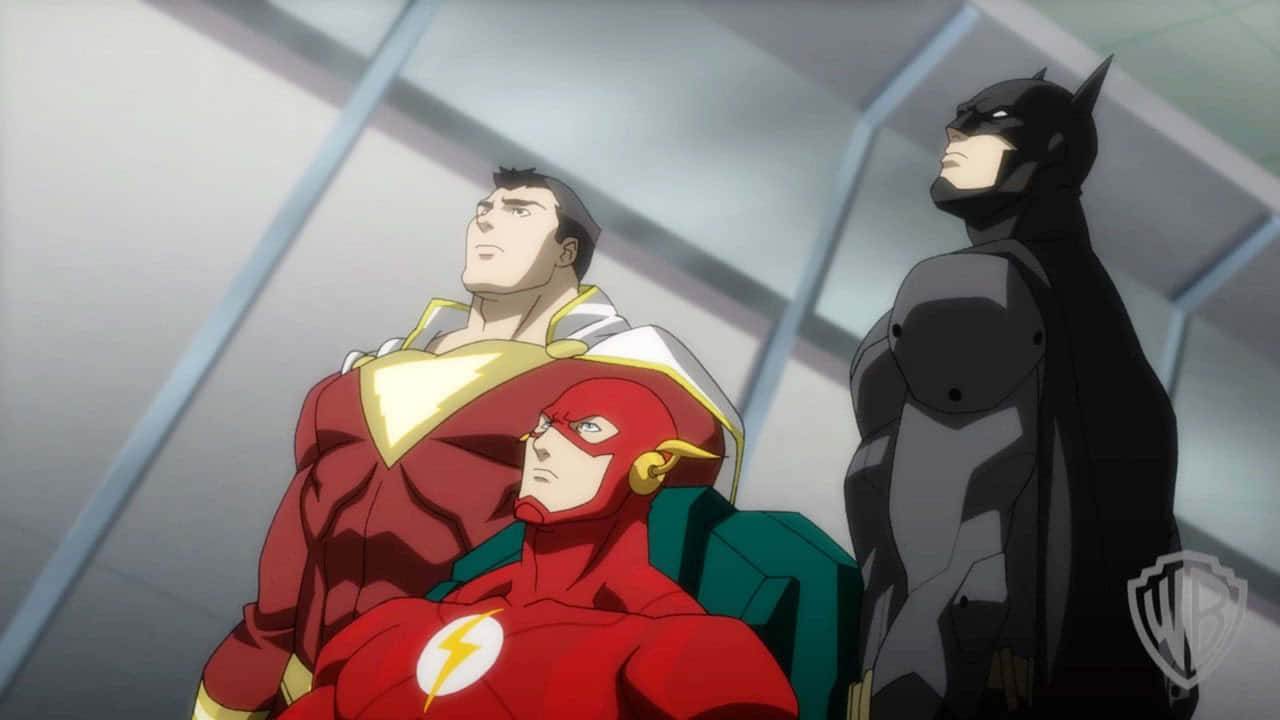 Justice League members in action during the Throne of Atlantis story arc Wallpaper