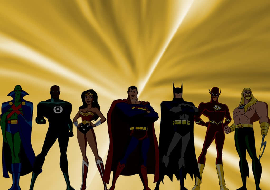 The powerful team of Justice League Unlimited stands united Wallpaper