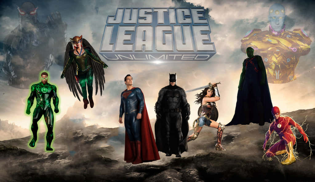 Justice League Unlimited superheroes assembled and ready for action Wallpaper