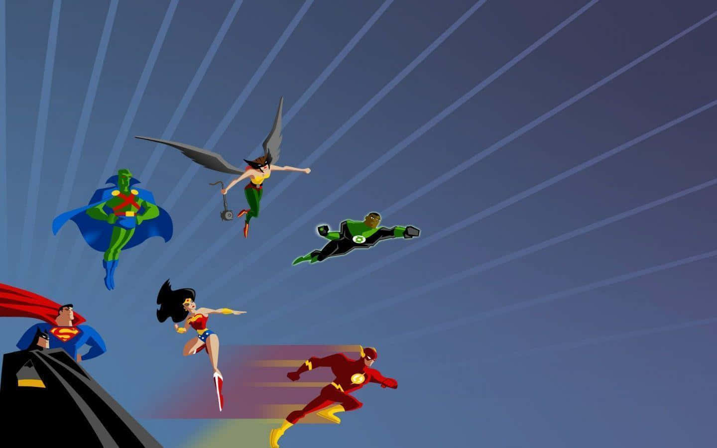 The Justice League Unlimited Team Ready for Action Wallpaper